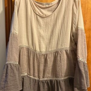 Indigo Soul Cream, Beige, & Taupe Tunic Top XL